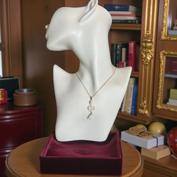 Striking Gold Snake Pendant Necklace - Picture 2 of 8